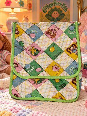 Vintage 1980s Cabbage Patch Kids Quilted Doll Diaper Bag Coleco Shoulder Bag